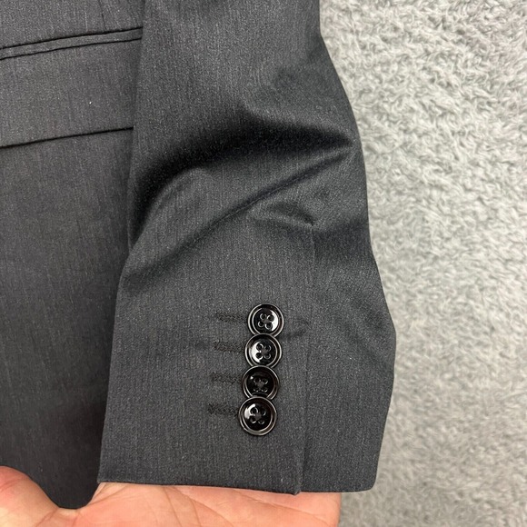 Express Blazer Mens 42R Gray Excellent Slim Fit Two Button Notched Suit Jacket - Picture 6 of 15